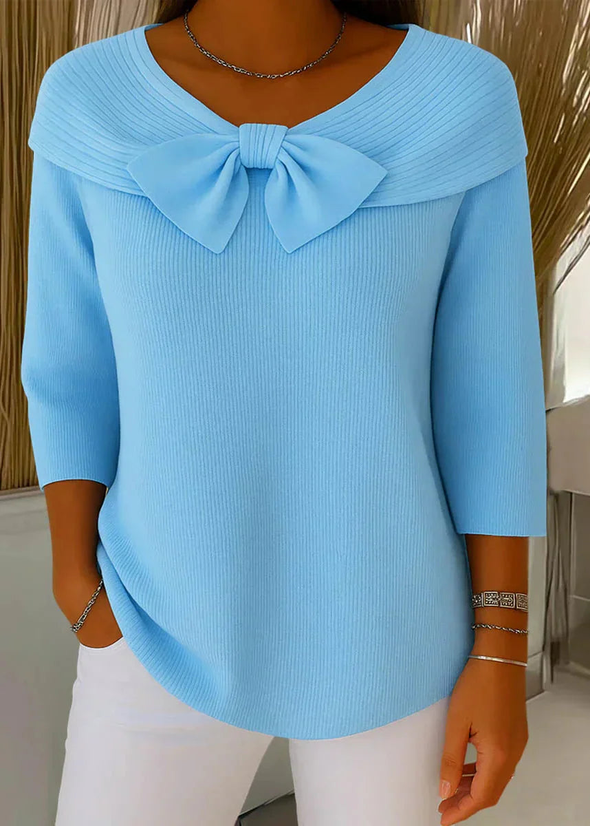 Lirya | Elegancka Dzianinowa Bluzka z Kokardą